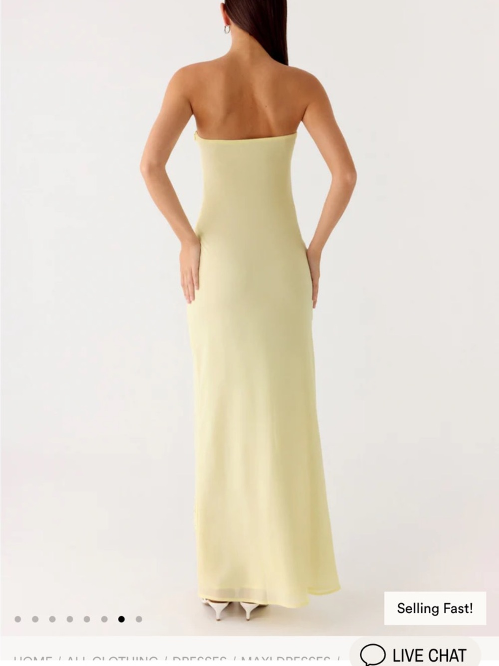 Peppermayo Strapless Beaded Flower Maxi Dress in Pale Yellow - Picture 2 of 2